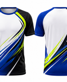 Custom Badminton Jersey – White/Blue/Black Team Shirt, Wholesale, Low MOQ, Bulk Sportswear