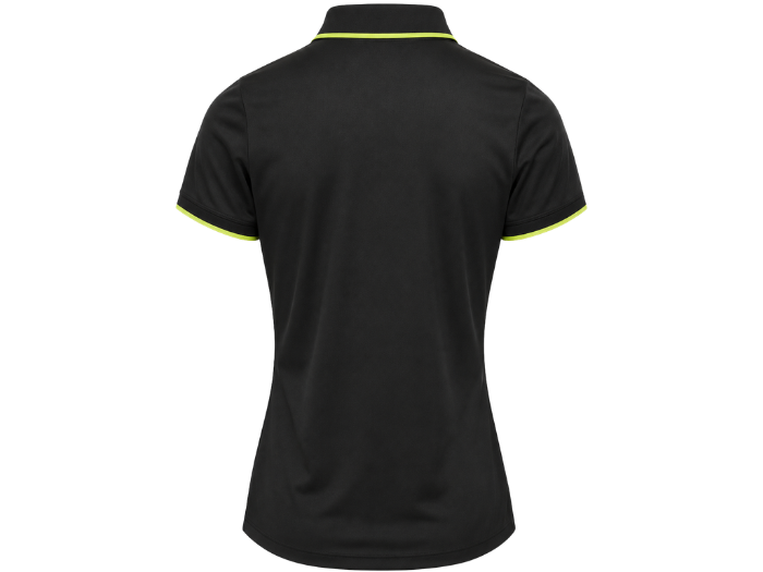 Ladies Contrast Pique Polo Shirt Black and Lime Green | B2B Low MOQ Hospitality Workwear Manufacturer