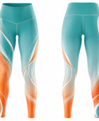 Custom Dance Team Leggings | Wholesale Dance Studio Performance Tights | Teal Orange White | Apparels Bridge