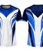 Blue & White V-Shaped Teqball Jersey – Bulk Team Jersey, Low MOQ, Wholesale Performance Sportswear
