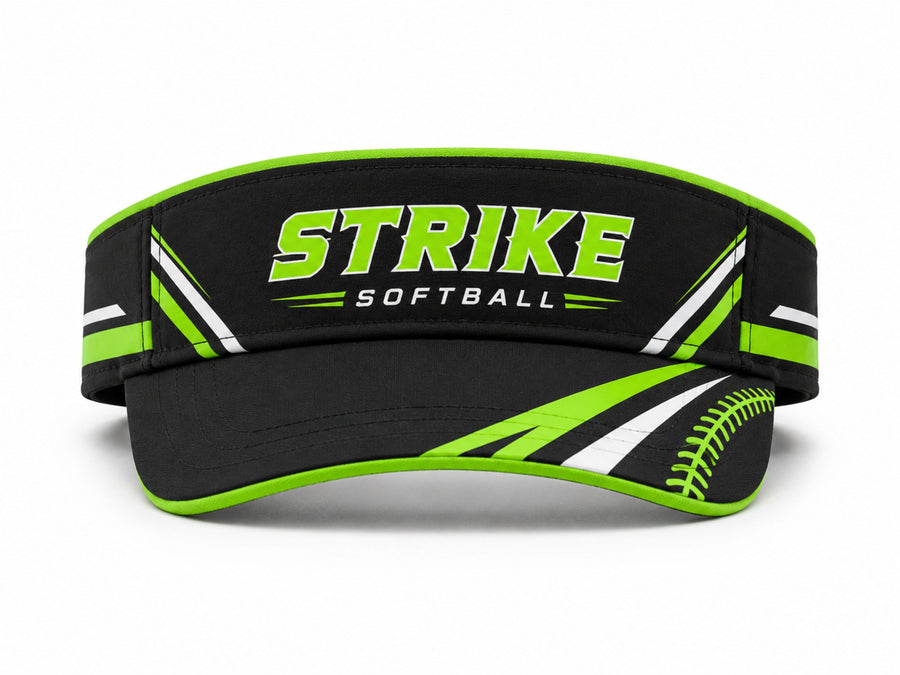 Custom Black Lime Softball Visor Cap – Wholesale Team Headwear for Clubs design preview