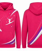 Custom Gymnastics Team Hoodie | Wholesale Gym Club Full-Zip Hoodie | Hot Pink Purple White | Apparels Bridge