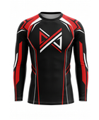 Custom MMA Rash Guard Full Sleeve – Black Red Fight Teamwear for Wholesale Buyers