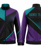 Custom Dance Team Jacket | Wholesale Dance Studio Full-Zip Jacket | Black Teal Purple | Apparels Bridge