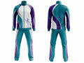 Custom Dance Team Warm-Up Set | Wholesale Dance Studio Jacket and Pants Set | Teal Purple White | Apparels Bridge