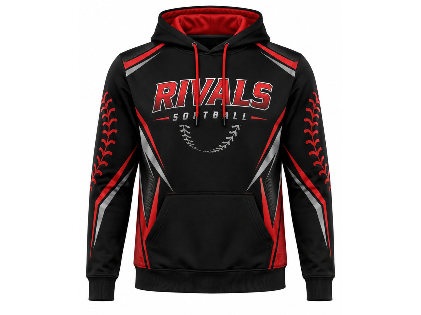 Custom Black Red Softball Hoodie – Wholesale Team Pullover Hoodie for Clubs