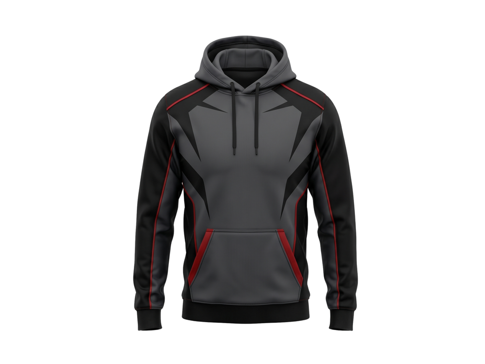 Custom Combat Sports Hoodie Charcoal Red Gym Teamwear for Wholesale Buyers front design preview