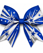Custom Blue White Cheer Bow Wholesale Cheerleading Hair Bow for Teams