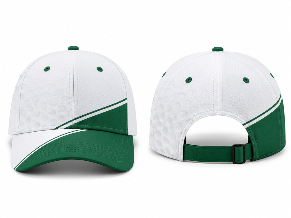 Wholesale Custom Golf Cap White Green B2B Team Sports Cap front design preview