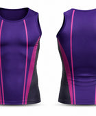 Purple & Black Performance Tank – Sleeveless Compression Top, Team Athletic Wear, Wholesale Bulk