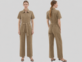 Wholesale Custom Taupe Denim Jumpsuit Manufacturer Private Label Zip Front Coverall