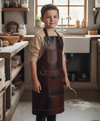 Kids Leather Apron Personalized Cooking Baking BBQ Apron for Boys and Girls