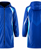 Custom Blue Football Jacket – Hooded Team Bench Coat for Wholesale Clubs