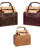 Leather Firewood Carrier Wholesale | Buffalo Leather Log Carrier Tote Bag Fireplace Gift Manufacturer
