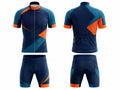 Custom Cycling Uniform – Navy & Orange Team Set, Wholesale, Low MOQ, Bulk Sportswear