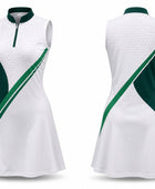 Custom Women's Golf Dress and Skort Set | Wholesale Ladies Golf Uniform | White Forest Green | Apparels Bridge