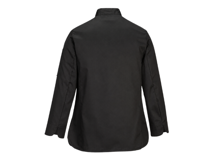Women’s Double-Breasted Chef Jacket Black | B2B Low MOQ Hospitality Workwear Manufacturer