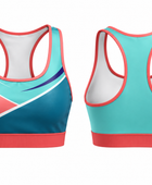 Custom Training and Lifestyle Sports Bra | Wholesale Gym Activewear Sports Bra | Coral Teal White | Apparels Bridge