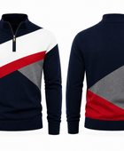 Custom Training and Lifestyle Quarter-Zip Pullover | Wholesale Gym Team Pullover | Navy White Red Grey | Apparels Bridge