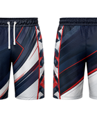 Navy White Red Corn Hole Shorts – Wholesale Bulk Team Shorts, Low MOQ Performance Apparel