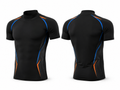 Custom Short Sleeve Compression Shirt | Wholesale Training and Lifestyle Base Layer | Black Orange Blue | Apparels Bridge