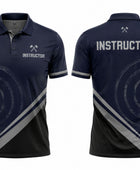 Custom Axe Throwing Instructor Polo – Navy Grey Venue Staff Shirt