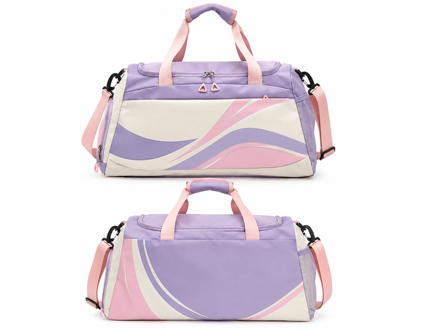 Custom Training and Lifestyle Duffle Bag | Wholesale Gym Team Bag | Lavender Pink White | Apparels Bridge design preview