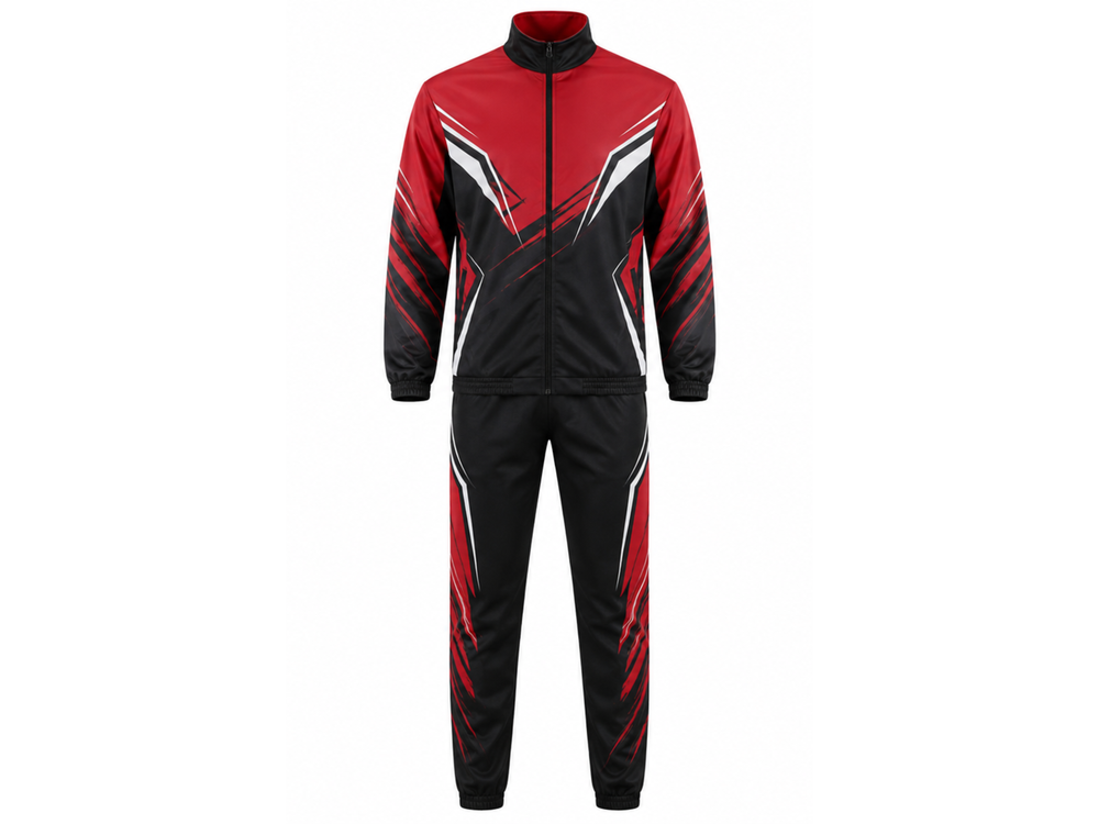 Custom Wrestling Warm-Up Set Wholesale Wrestling Team Jacket and Pants Red Black White | Apparels Bridge front design preview