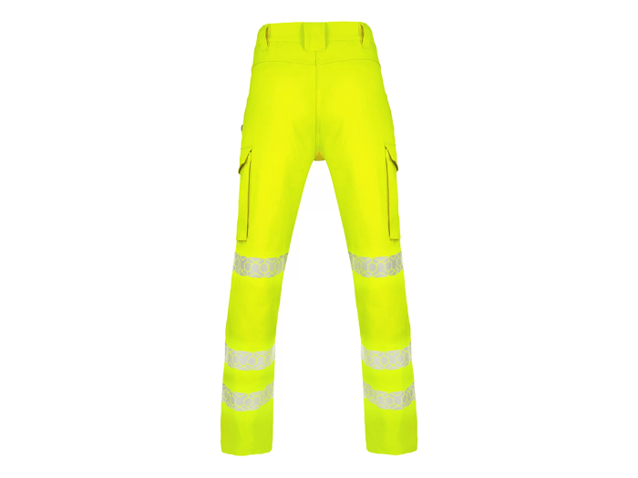 Fluorescent Yellow Industrial Cargo Trousers – Reflective Workwear for B2B Buyers design preview
