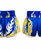 Custom Blue & Yellow Combat Shorts – Team Uniform Wholesale, Low MOQ, Personalized Name & Number