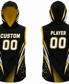 Custom Sleeveless Flag Football Hoodie – Black Gold Team Hoodie