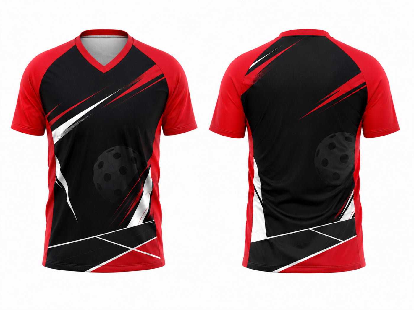 Custom Pickleball Jersey | Wholesale Pickleball Team Shirt | Black Red | Apparels Bridge