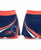Custom Pickleball Skort | Wholesale Pickleball Team Skirt | Navy Coral White | Apparels Bridge