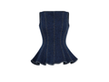 Wholesale Custom Dark Navy Denim Peplum Top Manufacturer Private Label Corset Style Top