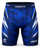Custom Wrestling Compression Shorts | Wholesale Wrestling Team Shorts | Blue White | Apparels Bridge