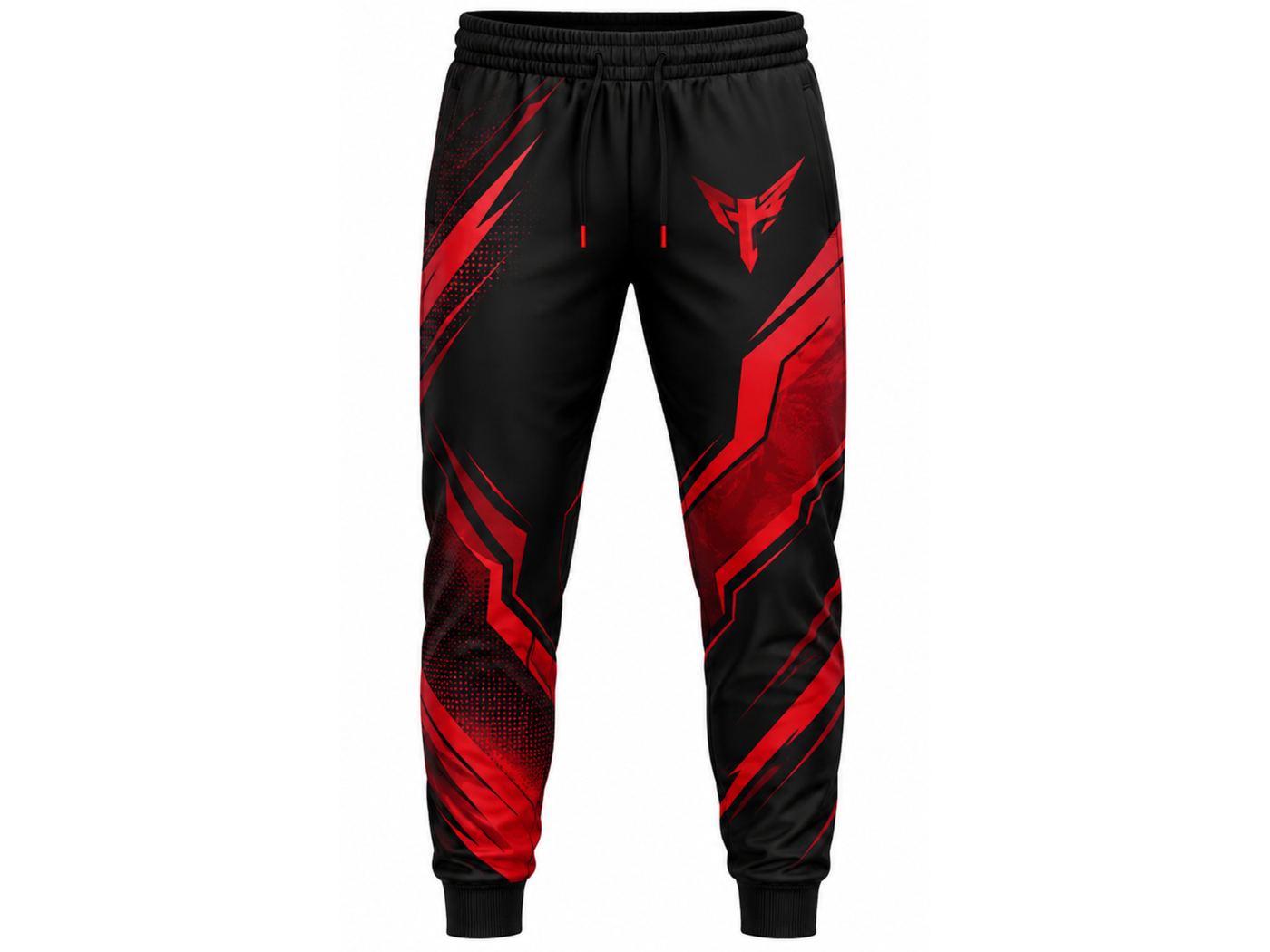 Custom Esports Jogger Pants | Wholesale Gaming Team Joggers | Black Red | Apparels Bridge