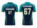 Custom Navy Cricket Shirt – Sublimated Short Sleeve Team Jersey for Wholesale Buyers