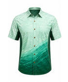 Custom Fishing Jersey – Green Gradient Button-Up, Wholesale, Low MOQ, Bulk Sportswear