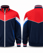 Custom Red Navy Lacrosse Warm-Up Jacket  Wholesale Full-Zip Team Jacket