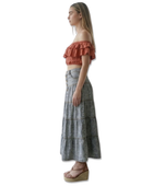 Wholesale Custom Acid Wash Denim Midi Skirt Manufacturer Private Label Tiered Cotton Skirt