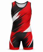 Custom Wrestling Singlet | Wholesale Two Piece Wrestling Uniform | Red Black White | Apparels Bridge