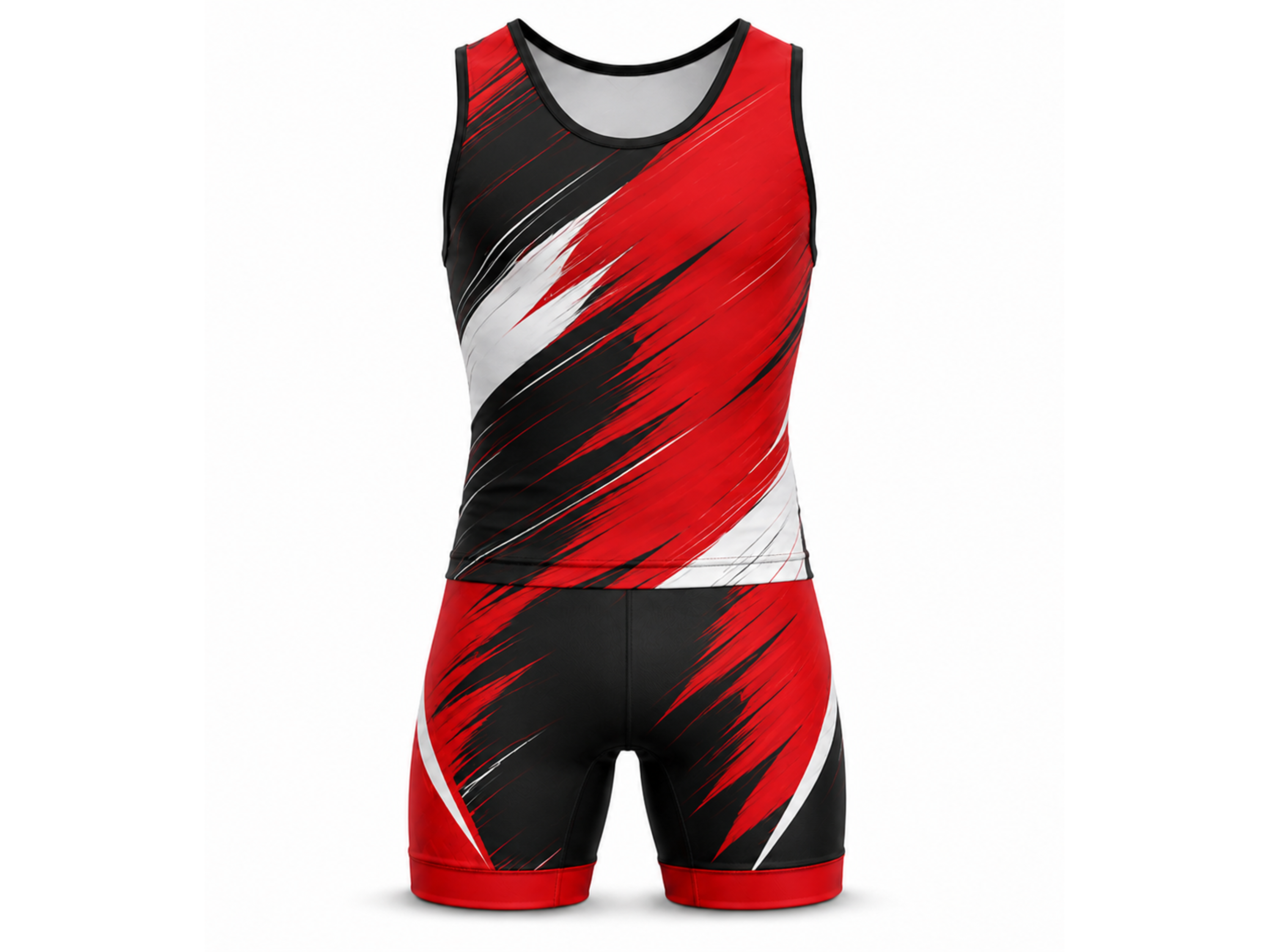 Custom Wrestling uniform set Wholesale Two Piece Wrestling Uniform Red Black White  Apparels Bridge