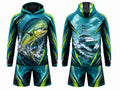 Custom Fishing Uniform Set | Wholesale Fishing Team Hooded Jersey and Pants | Teal Black Yellow | Apparels Bridge