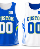 Custom Blue White Reversible Lacrosse Pinnie – Wholesale Team Practice Jersey