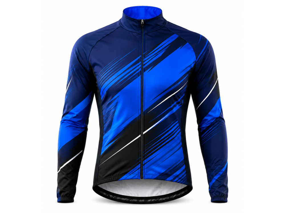 Custom Cycling Jacket | Wholesale Cycling Team Jacket | Navy Blue | Apparels Bridge front design preview