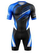 Custom Cycling Skin Suit | Wholesale Aero Race Suit | Black Blue White | Apparels Bridge