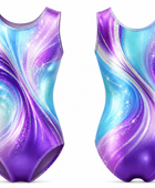 Purple & Aqua Gymnastics Leotard – Wholesale Bulk Team Kit, Low MOQ, B2B Performance Apparel