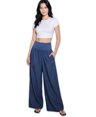 Wholesale Custom Indigo Wide Leg Denim Pants Manufacturer Private Label Palazzo Trousers