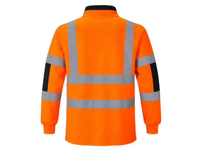 Railway Reflective Quarter-Zip Rugby Shirt Orange and Black | B2B Low MOQ Railway Workwear Manufacturer