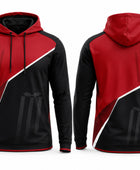 Custom Red Black Cricket Hoodie – Sublimated Team Pullover for Wholesale Buyers